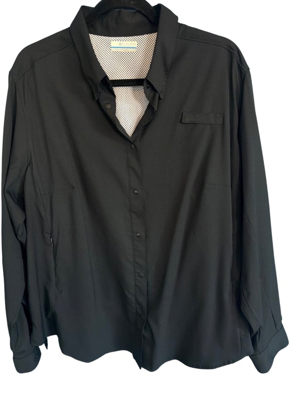 Columbia Omni-Shield Women’s 2X Black Fishing Travel Shirt Snap Front Plus Size
